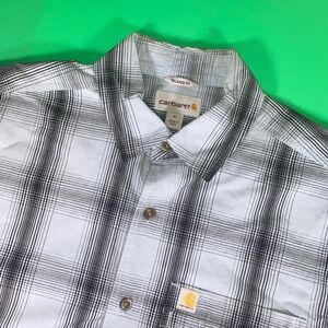 Carhartt Relaxed Fit Plaid Button Up‎ Short Sleeve Shirt Mens Medium